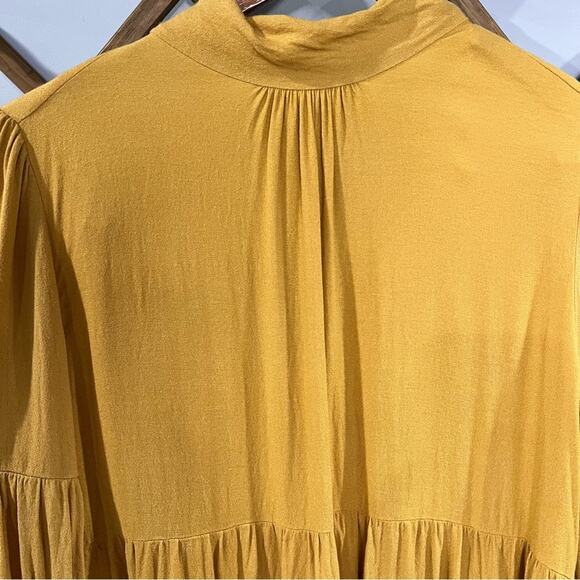 Maeve by Anthropology mustard yellow top with tie neck - Picture 2 of 7